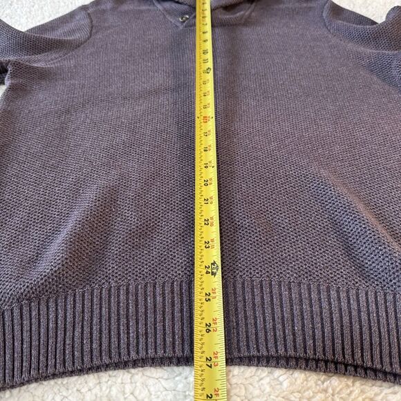Joseph Abboud Purple Fisherman's Cowl Neck Sweater L Mens Elbow Patches - Picture 7 of 9